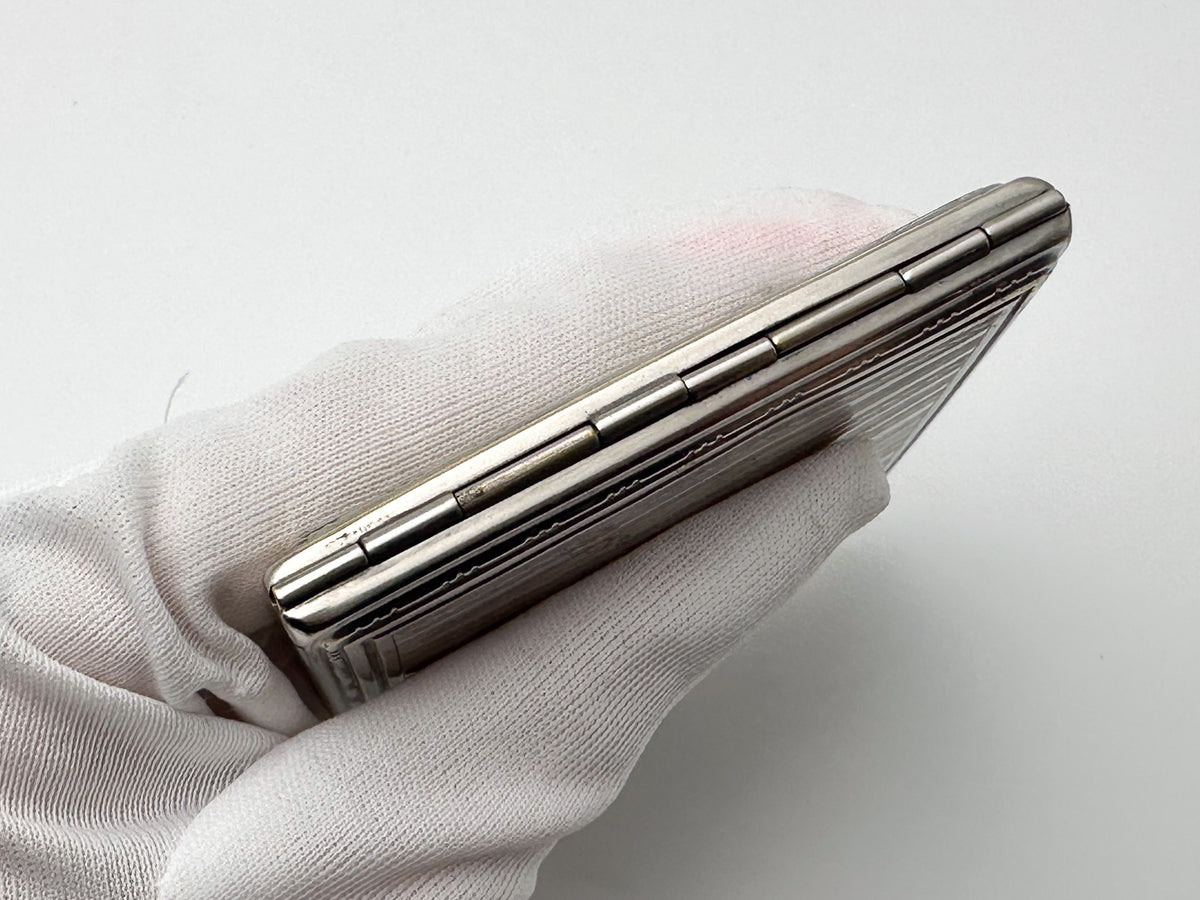 Vintage Art Deco Vertical Stripe Cigarette Case | Classic Geometric Guilloche Pocket Box Tobacciana USSR