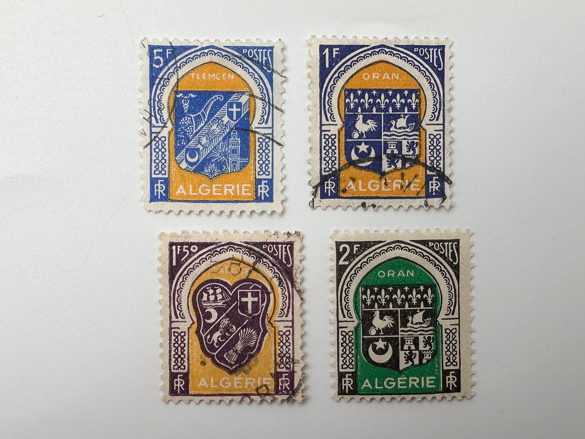1920–1940s Algeria French Colonial Postage Stamps Collection | Vintage Alger Oran Heraldry Coats of Arms Set of 17 MH
