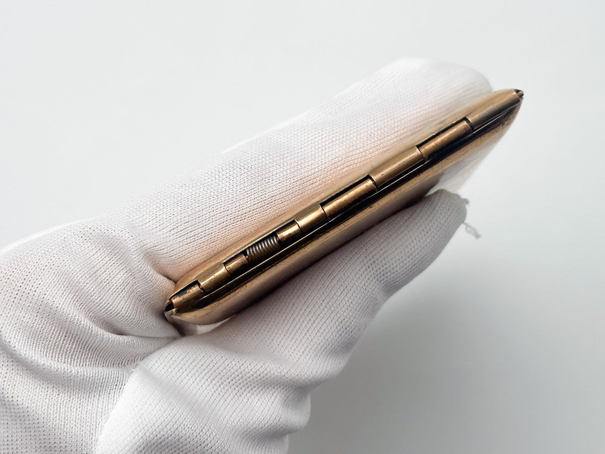 Cigarette Case Kaj Engraved Vintage Gold Tone | Elgin American Mid Century Tobacciana USA