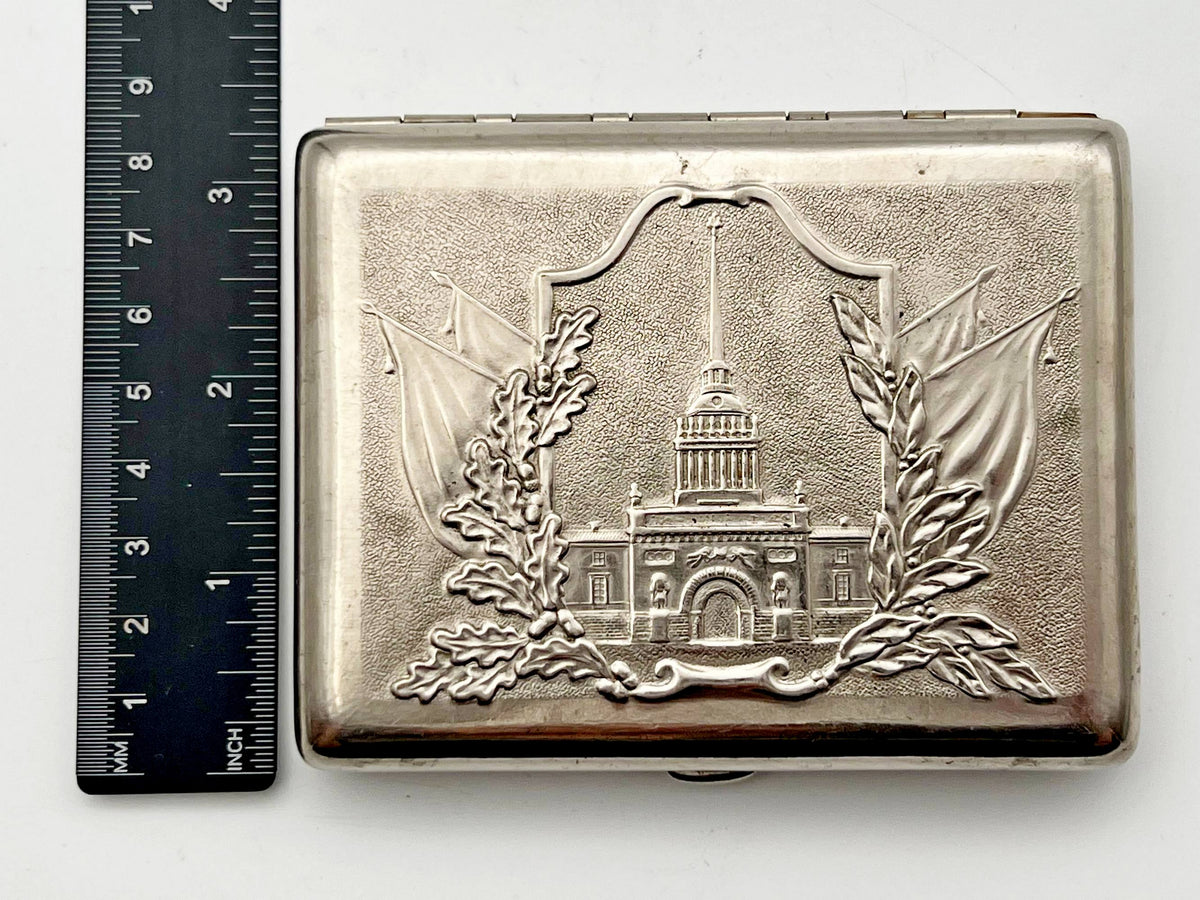 Vintage Leningrad Admiralty Cigarette Case | Saint Petersburg Pocket Box Soviet Tobacciana USSR
