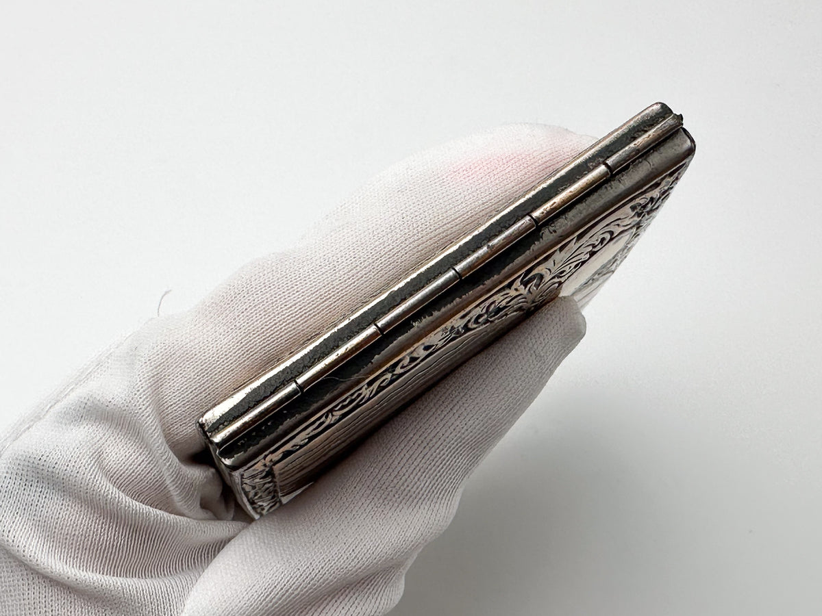 Vintage Guilloche Floral Cigarette Case | Mid-Century Stripe Pattern Pocket Box Soviet Tobacciana USSR