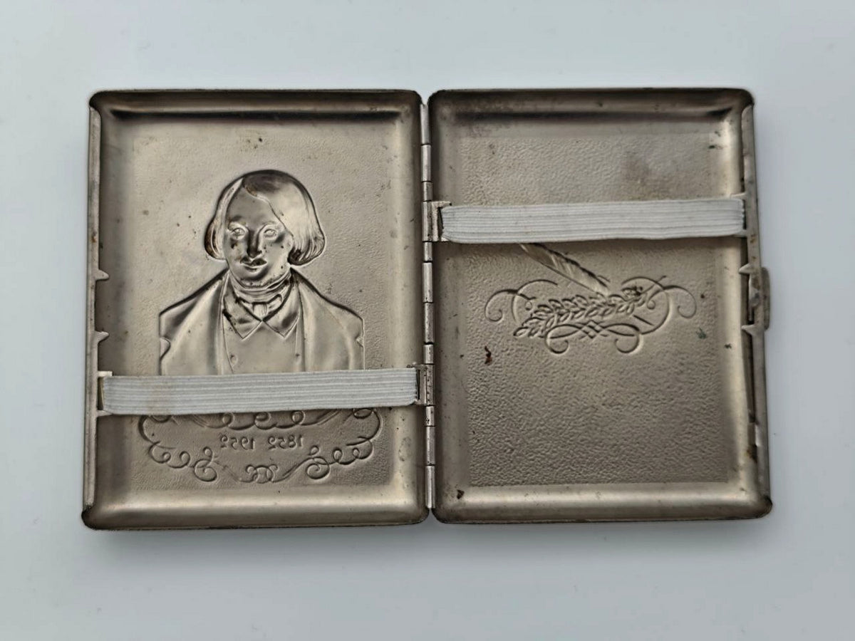 Vintage Nikolai Gogol Cigarette Case | 100th Anniversary Centenary Relief Pocket Box Soviet Tobacciana USSR