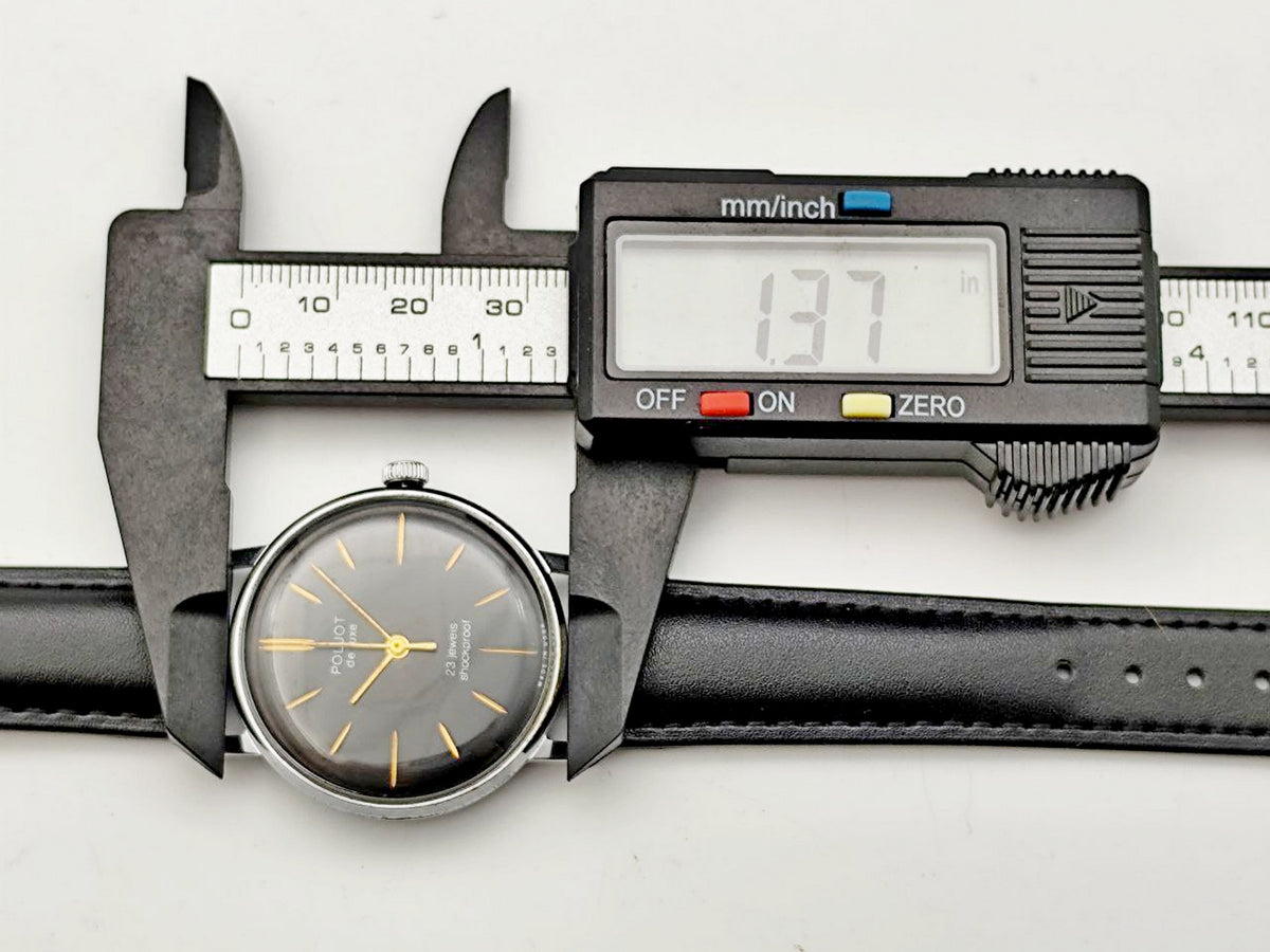 Vintage POLJOT De Luxe 2209 Ultra Slim Soviet Mechanical Watch | Rare Black Dial 23 Jewels USSR Shockproof Men's Dress Watch