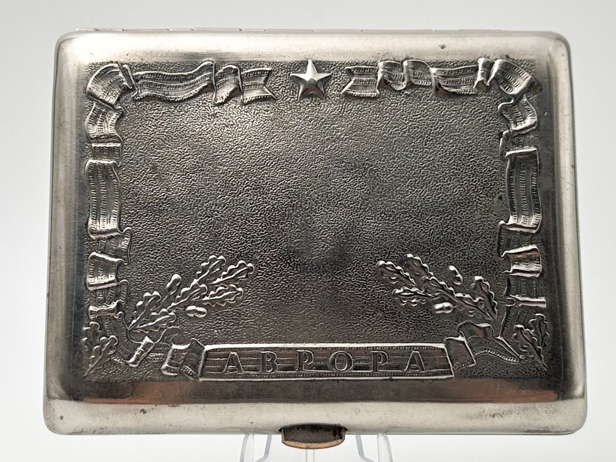 Cigarette Case Cruiser Aurora Vintage Soviet | 25 October Lenemalier Tobacciana USSR