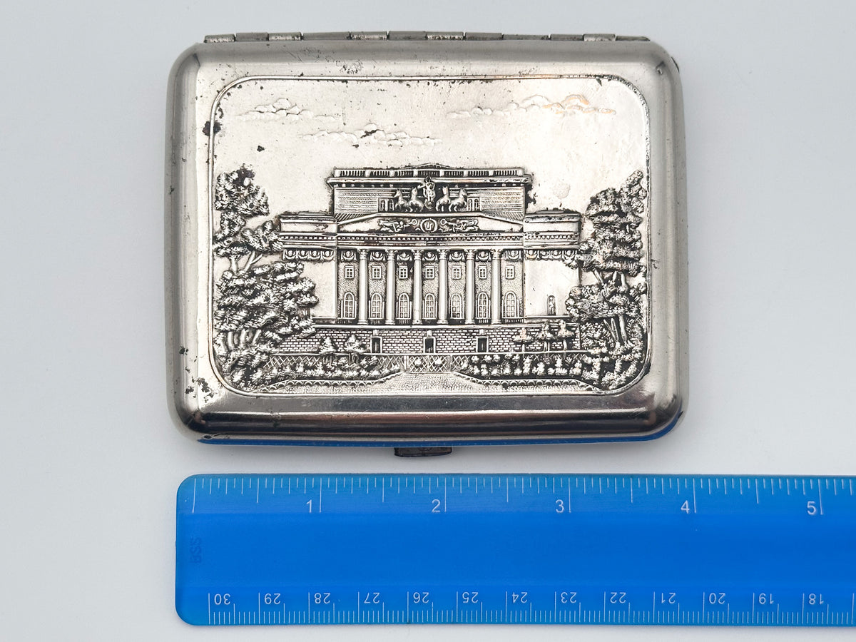 Vintage "Bolshoi Theatre" Soviet Cigarette Case | Rare Lenemalier Artel LE USSR Theater Mask Metal Tobacciana