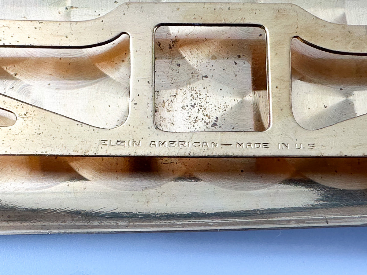 Cigarette Case Kaj Engraved Vintage Gold Tone | Elgin American Mid Century Tobacciana USA