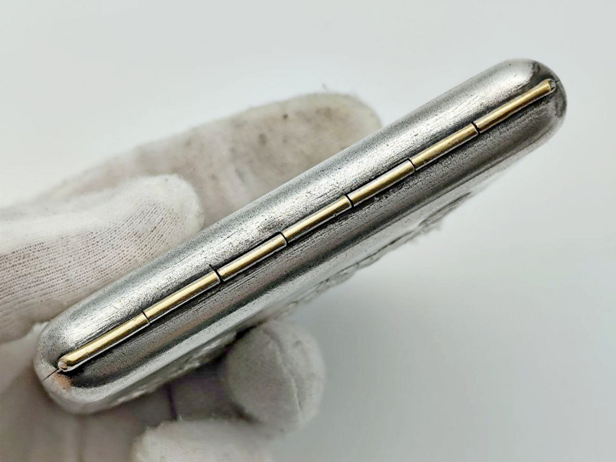 Vintage Hunters at Rest Perov Cigarette Case | Painting Relief Engraved Pocket Box Soviet Tobacciana USSR