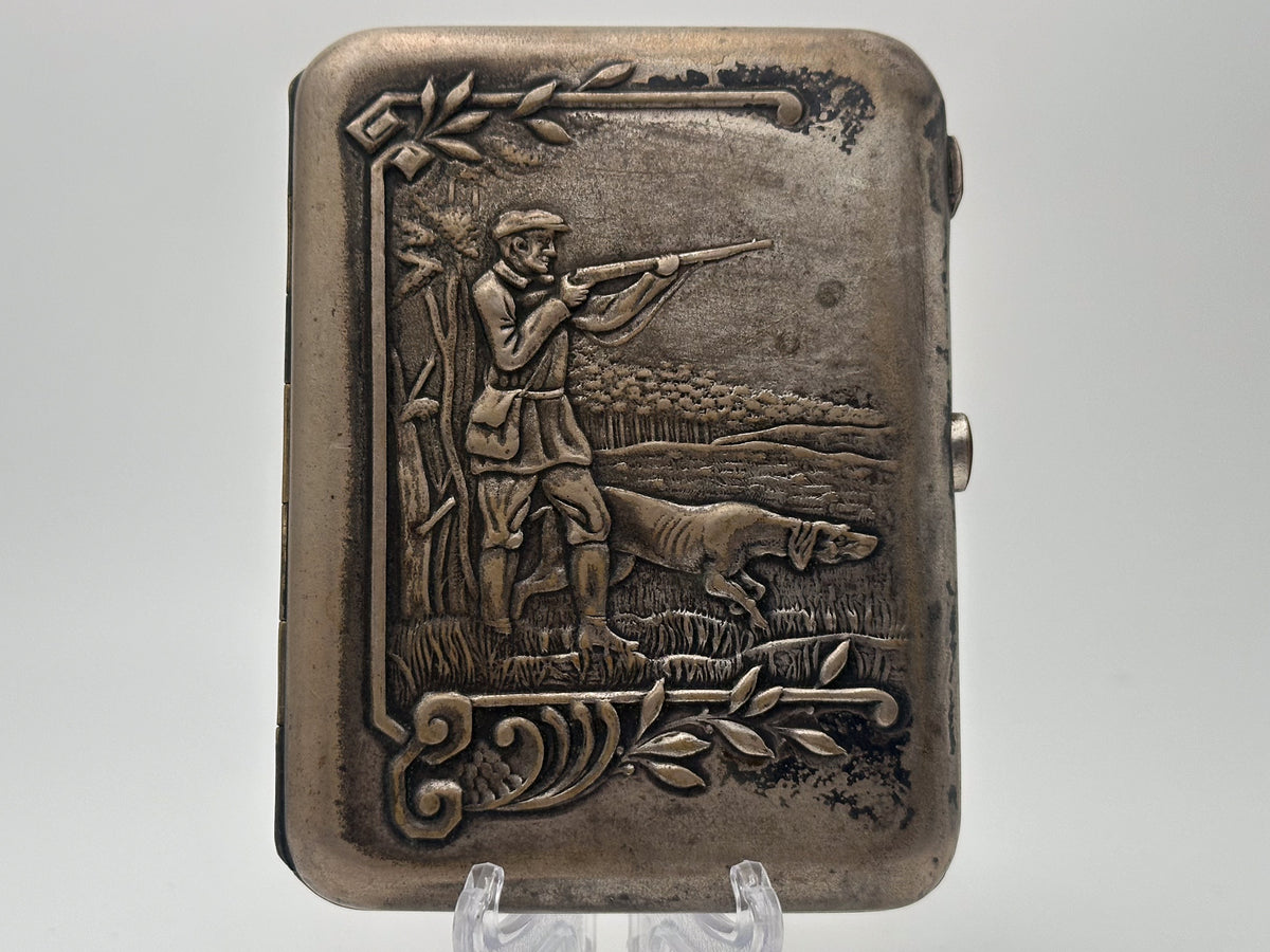 Cigarette Case Hunter and Dog Vintage Soviet | Artel Pobeda Moscow Melchior Tobacciana USSR