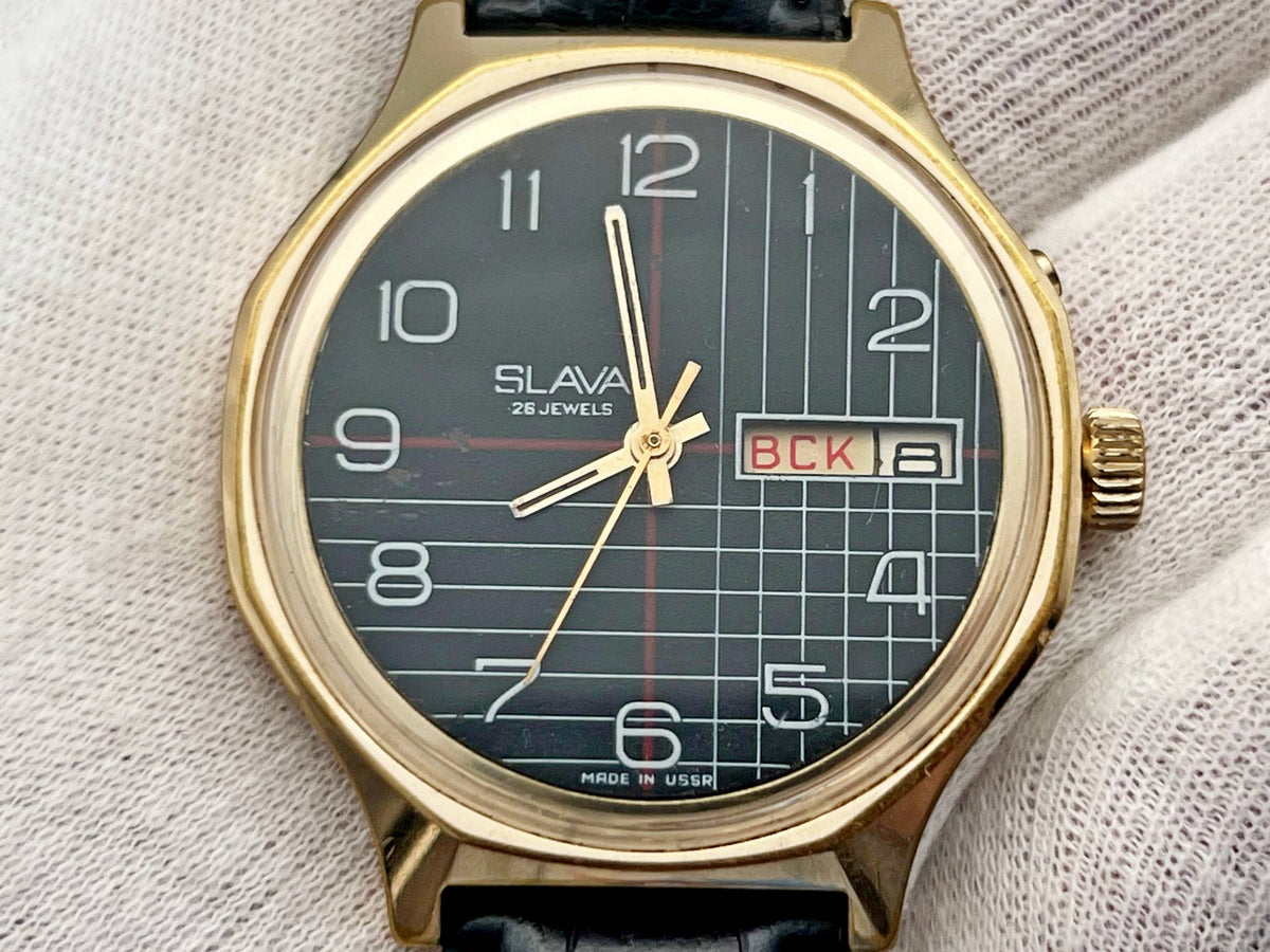 Vintage SLAVA 2428 AU Soviet Mechanical Watch | Gilding  Wristwatch USSR Watch