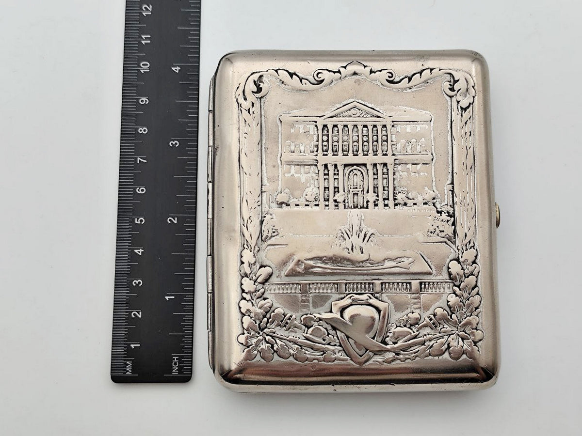 Vintage Moscow City Council Building Cigarette Case | Metallodetal Plant Pocket Box Soviet Tobacciana USSR
