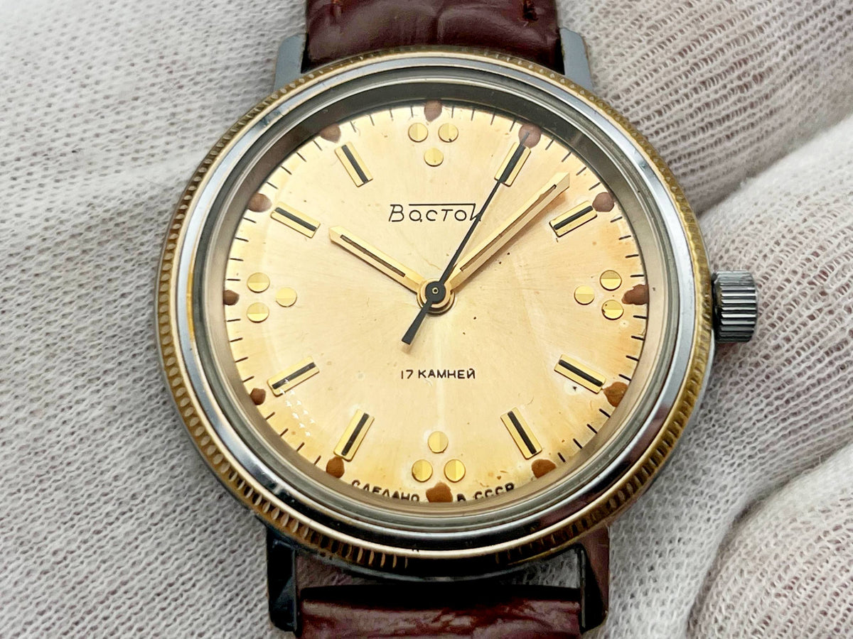 Vintage WOSTOK 2409 Soviet Mechanical Watch VOSTOK | Rare Dial 17 Jewels USSR Dress Men's Wristwatch