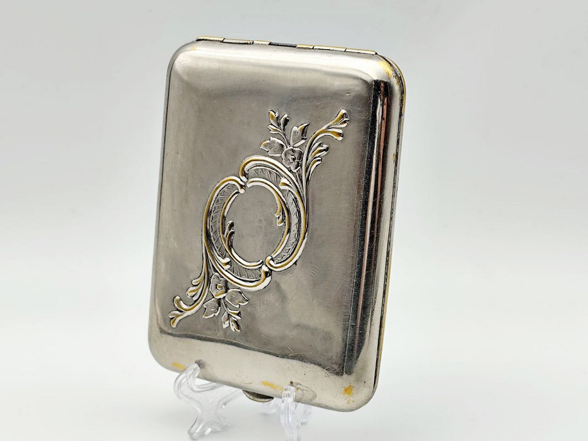 Vintage Floral Rocaille Cigarette Case | Mosshtamp Plant Pocket Box Soviet Tobacciana USSR