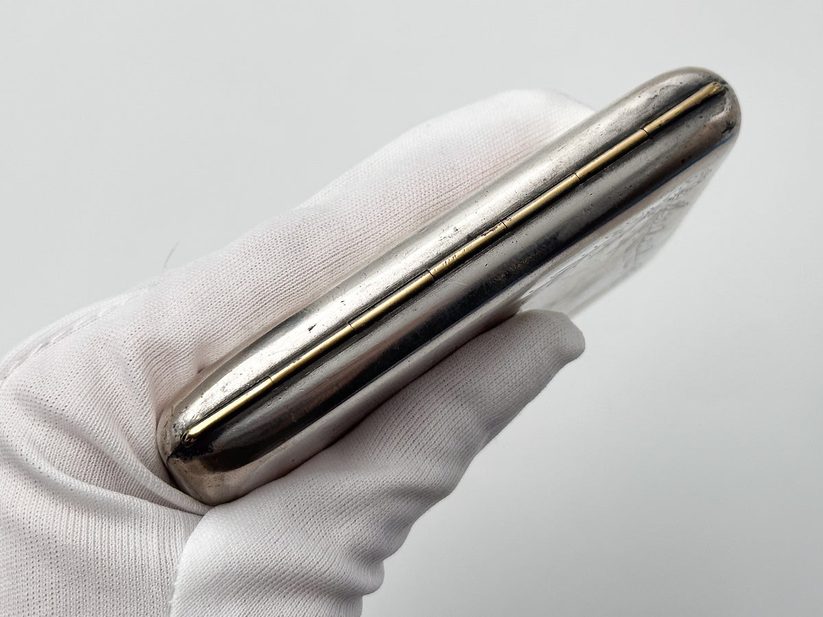 Vintage Cigarette Case Engraved Flower | 1957 Birthday Inscription Pocket Box Soviet Tobacciana USSR
