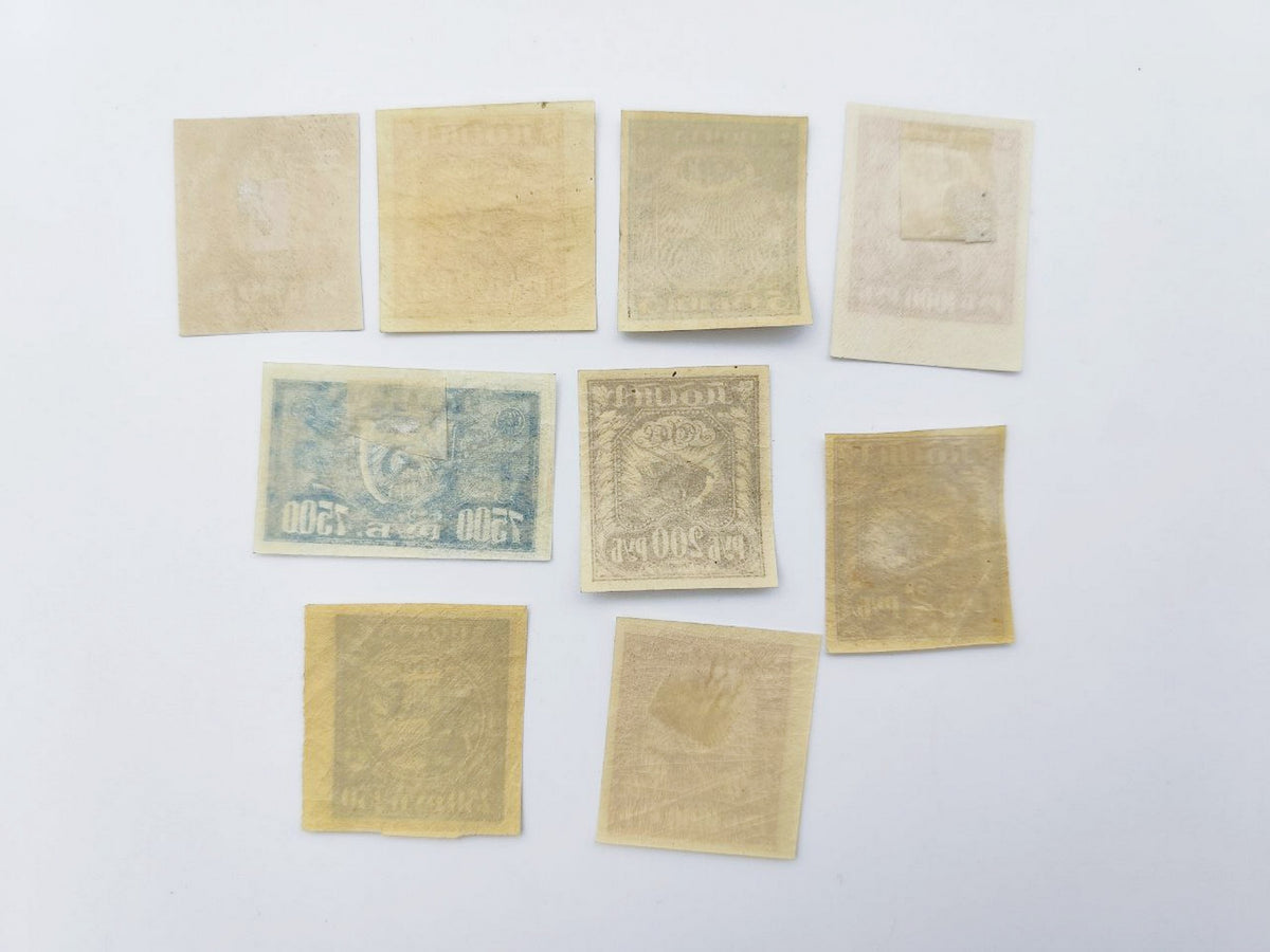 1917–1921 RSFSR Postage Stamps Collection | Vintage Early Soviet Stamp Quarter Block, Pairs & Singles Set of 19 MH