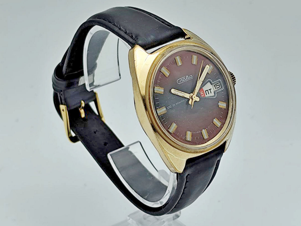 Vintage SLAVA 2428 AU Soviet Mechanical Watch | Gilding  Wristwatch USSR Watch