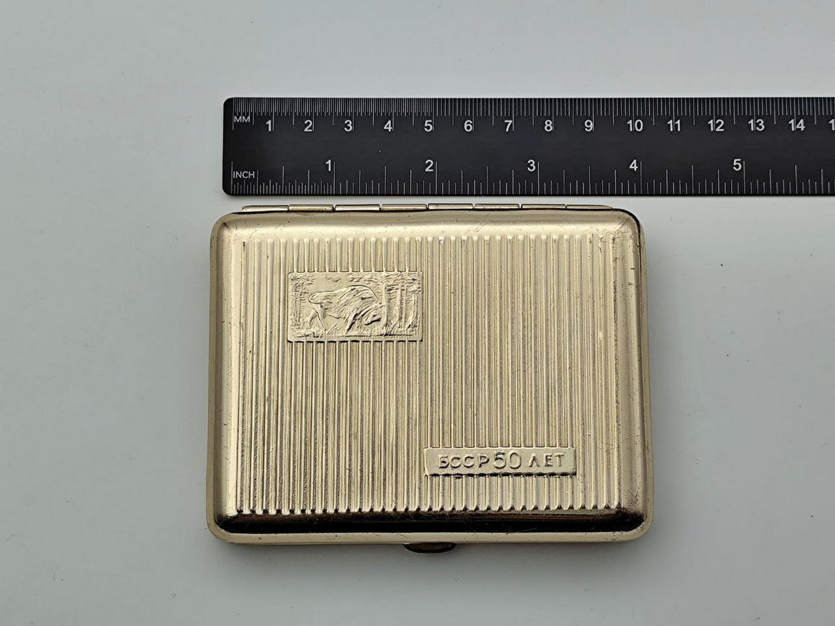 Cigarette Case Wisent Vintage Soviet | BSSR 50 Years Anniversary USSR Tobacciana