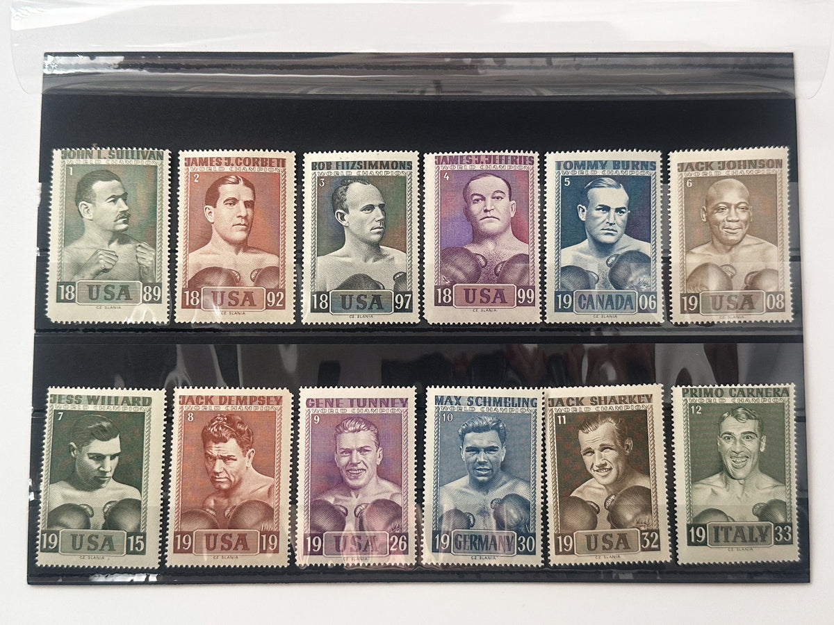 intage World Heavyweight Boxing Champions Cinderella Stamps | Muhammad Ali Joe Louis Joe Frazier Rocky Marciano Set of 23 MH