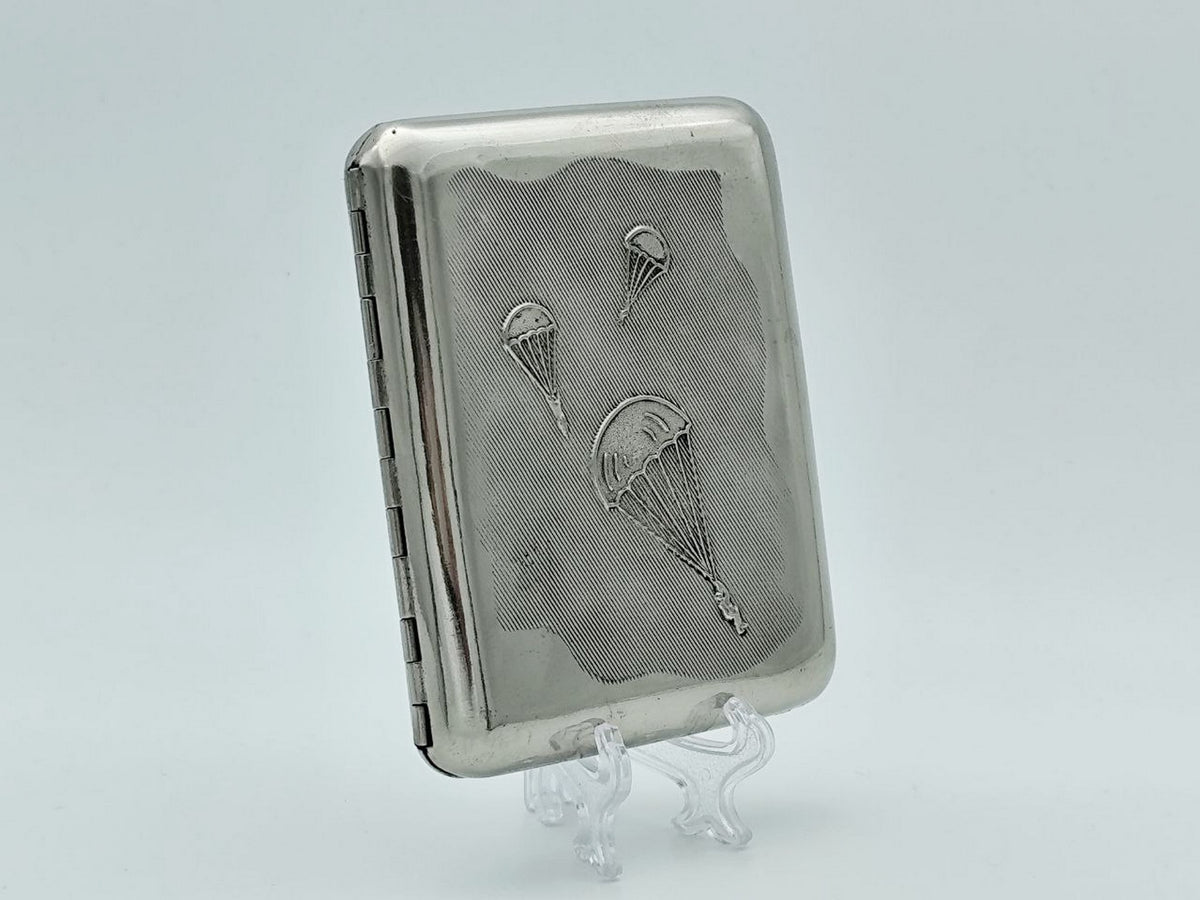 Vintage Airborne Forces Three Parachutists Cigarette Case | Lenemalier Pocket Box Soviet Tobacciana USSR