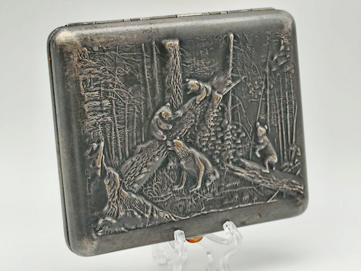 Cigarette Case Morning in Pine Forest Vintage Soviet | Shishkin Bears 1950s Tobacciana USSR