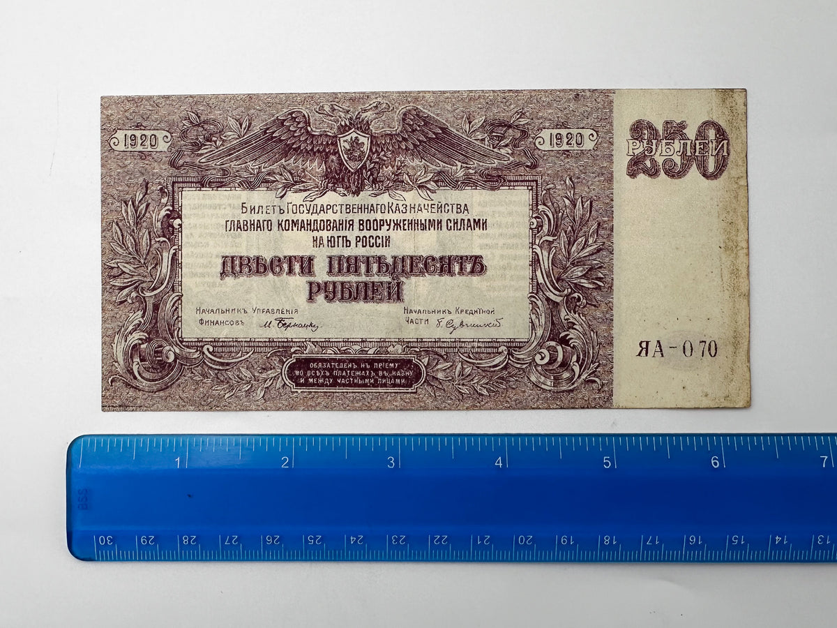 1920 South Russia White Army Banknote Set | 500 & 250 Rubles Denikin Armed Forces Paper Money