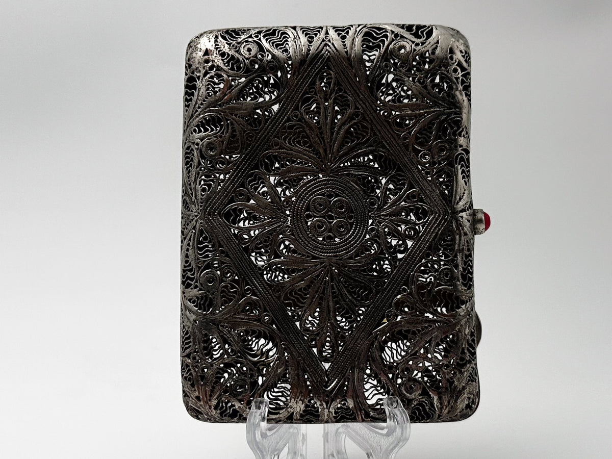 Cigarette Case Kazakovskaya Filigree Vintage | Antique Silver Plated Openwork Tobacciana USSR