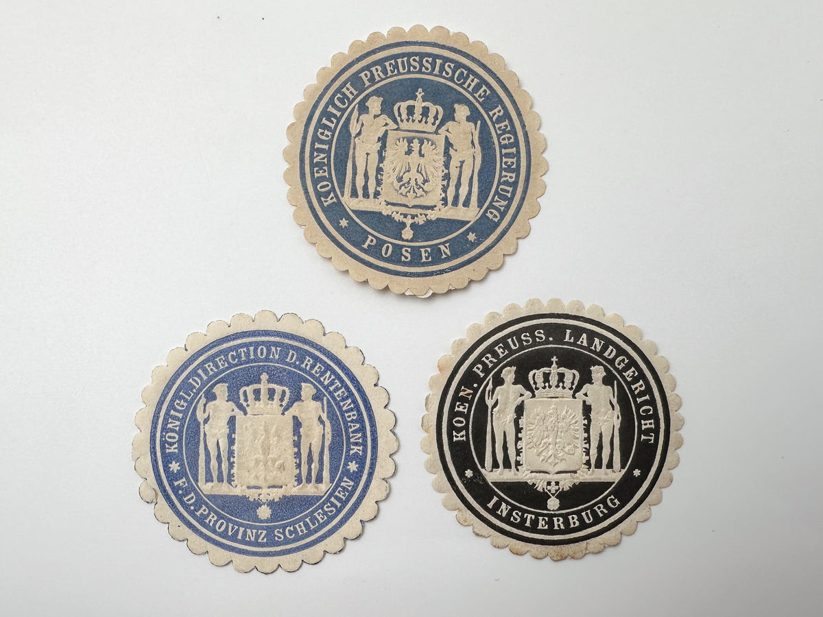 1890–1910s Germany Imperial Siegelmarken Collection | Vintage Prussia Official Paper Seal Stamps Set of 14 MH