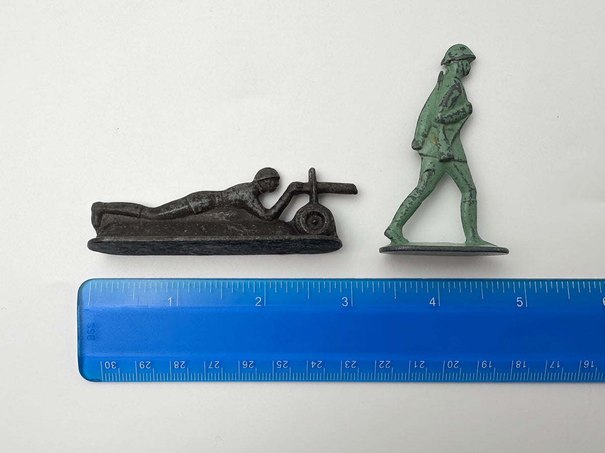 Vintage Soviet Metal Toy Soldiers "Stolbiki" Mixed Set | USSR Cast Figures with Prone Machine Gunner