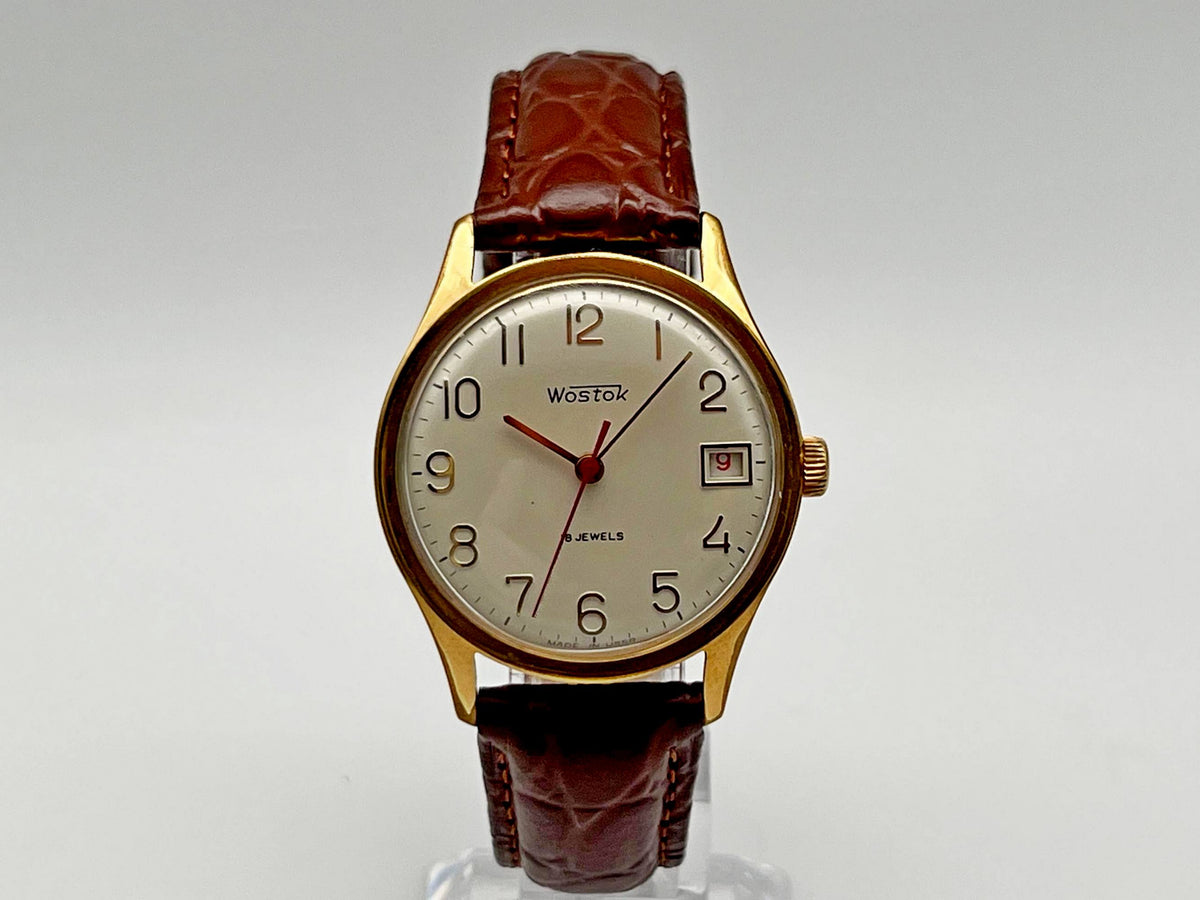 Vintage WOSTOK 2214 AU 10 Gilt Soviet Mechanical Wristwatch | Vostok USSR Watch
