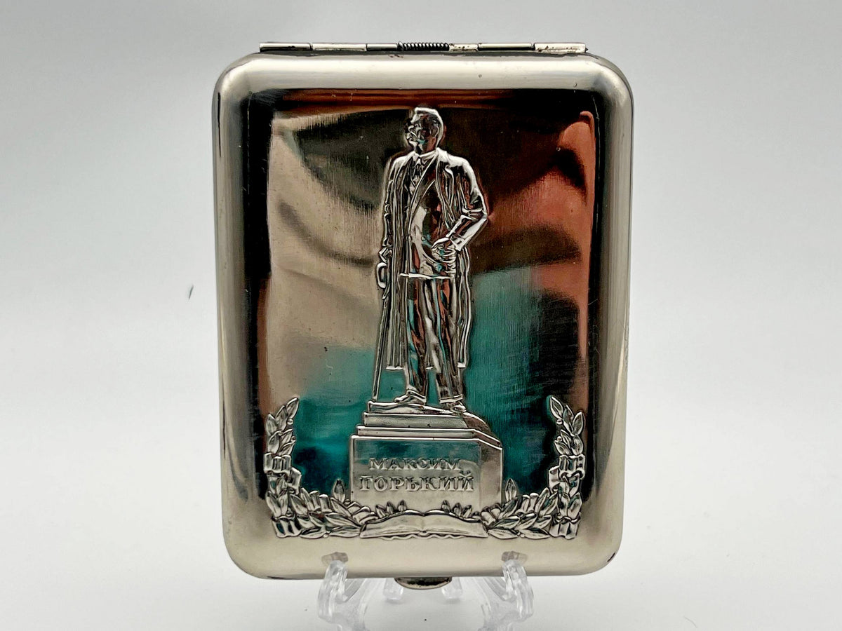 Cigarette Case Maxim Gorky Monument Vintage Soviet | Writer Laurel Branches Tobacciana USSR
