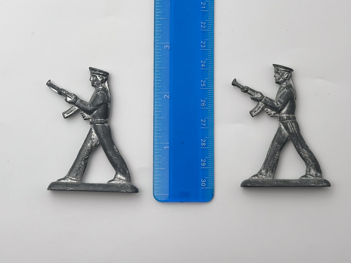 Vintage Soviet Revolutionary Sailors Metal Toy Soldiers Lot | USSR Flat Figures Action Set of 10