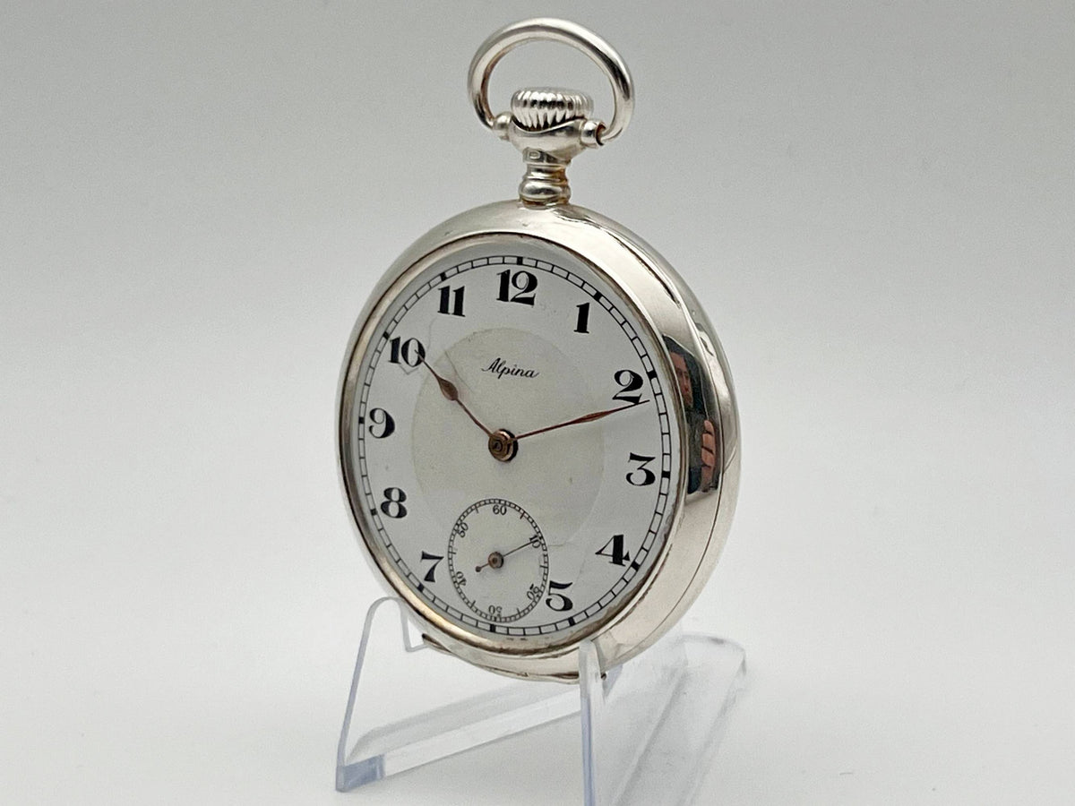 Antique Alpina Swiss Pocket Watch | Silver 800 Mechanical Watch