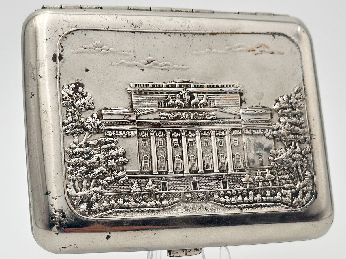 Vintage "Bolshoi Theatre" Soviet Cigarette Case | Rare Lenemalier Artel LE USSR Theater Mask Metal Tobacciana
