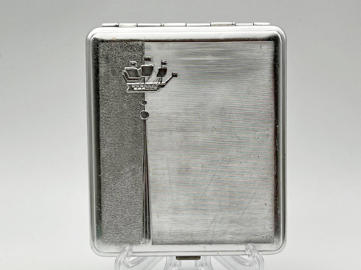 Vintage "Leningrad Ship" Soviet Cigarette Case | USSR Admiralty Sailing Boat Guilloche Metal Tobacciana Souvenir