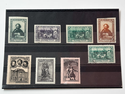 1944–1957 USSR Postage Stamps Collection | Vintage Soviet Ilya Repin Art & Academy of Arts Jubilee Set of 8 MH