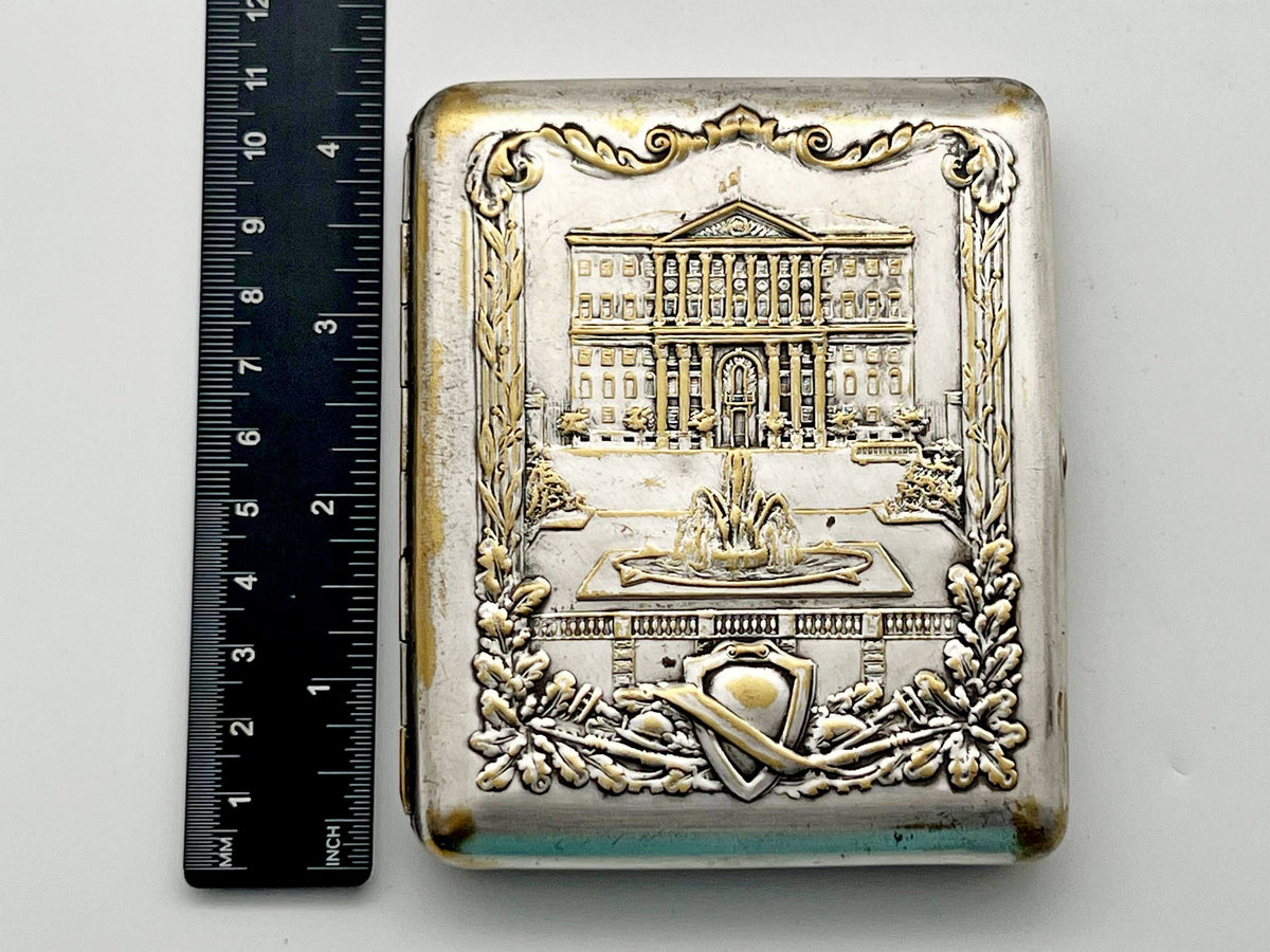 Vintage "Moscow Fountain" Soviet Cigarette Case | Rare Metallodetal Plant M.M.P. USSR Embossed Metal Tobacciana