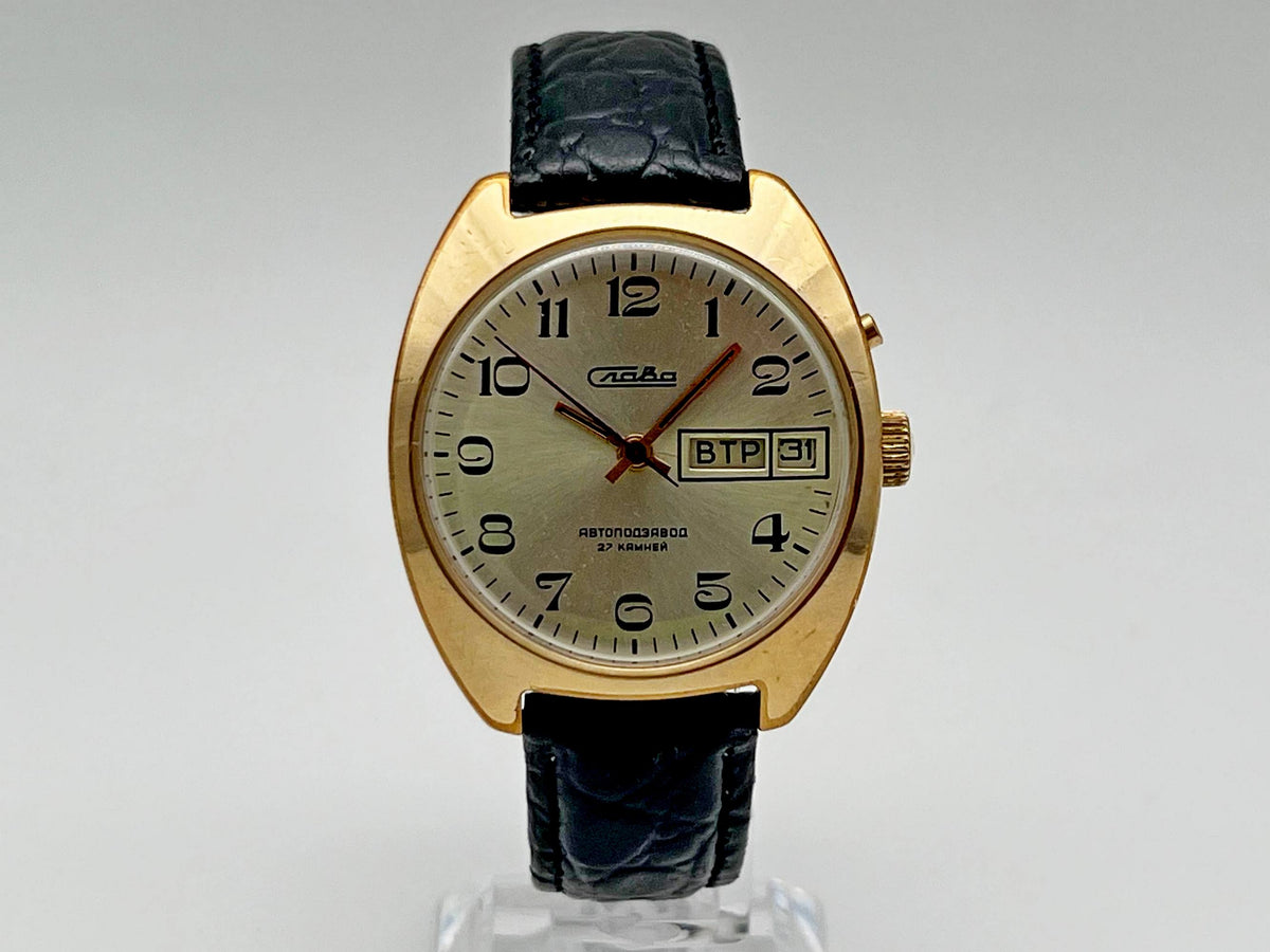 Vintage SLAVA 2427 AU 5 Self-Winding Soviet Mechanical Watch | Gilding  Wristwatch USSR Watch