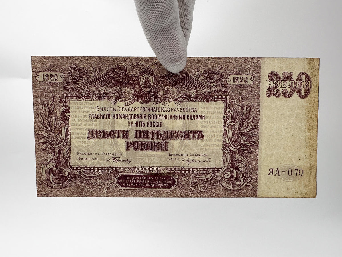 1920 South Russia White Army Banknote Set | 500 & 250 Rubles Denikin Armed Forces Paper Money