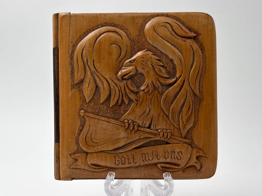 Cigarette Case German Eagle Carved Wood | Gott Mit Uns Trench Art Souvenir Tobacciana
