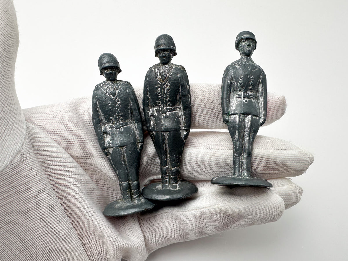 Vintage Soviet Metal Toy Soldiers "Stolbiki" Trio | USSR Zamak Cast Figures BAZ