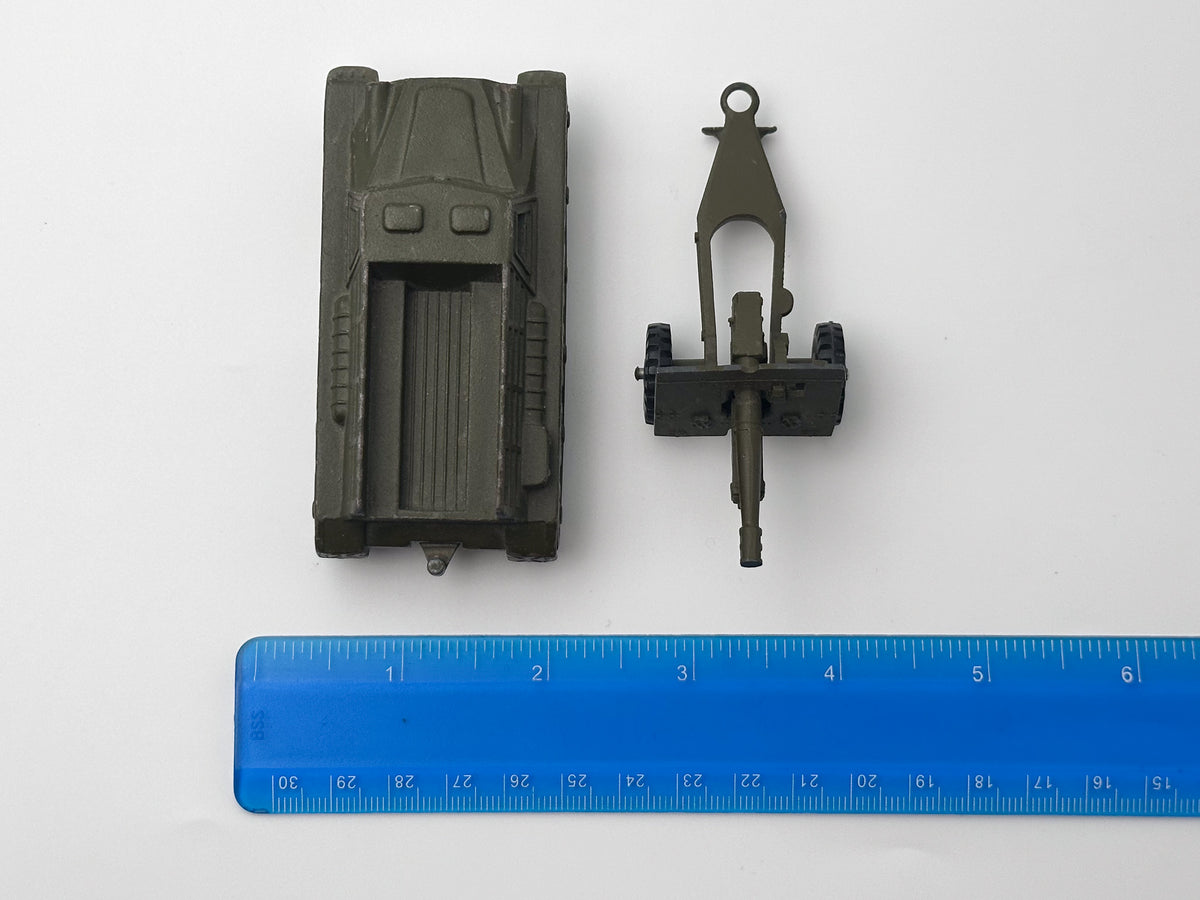 Vintage Soviet Diecast Military Toy Tractor with Anti-Tank Gun USSR 1980s | Tula Cartridge Works TPZ