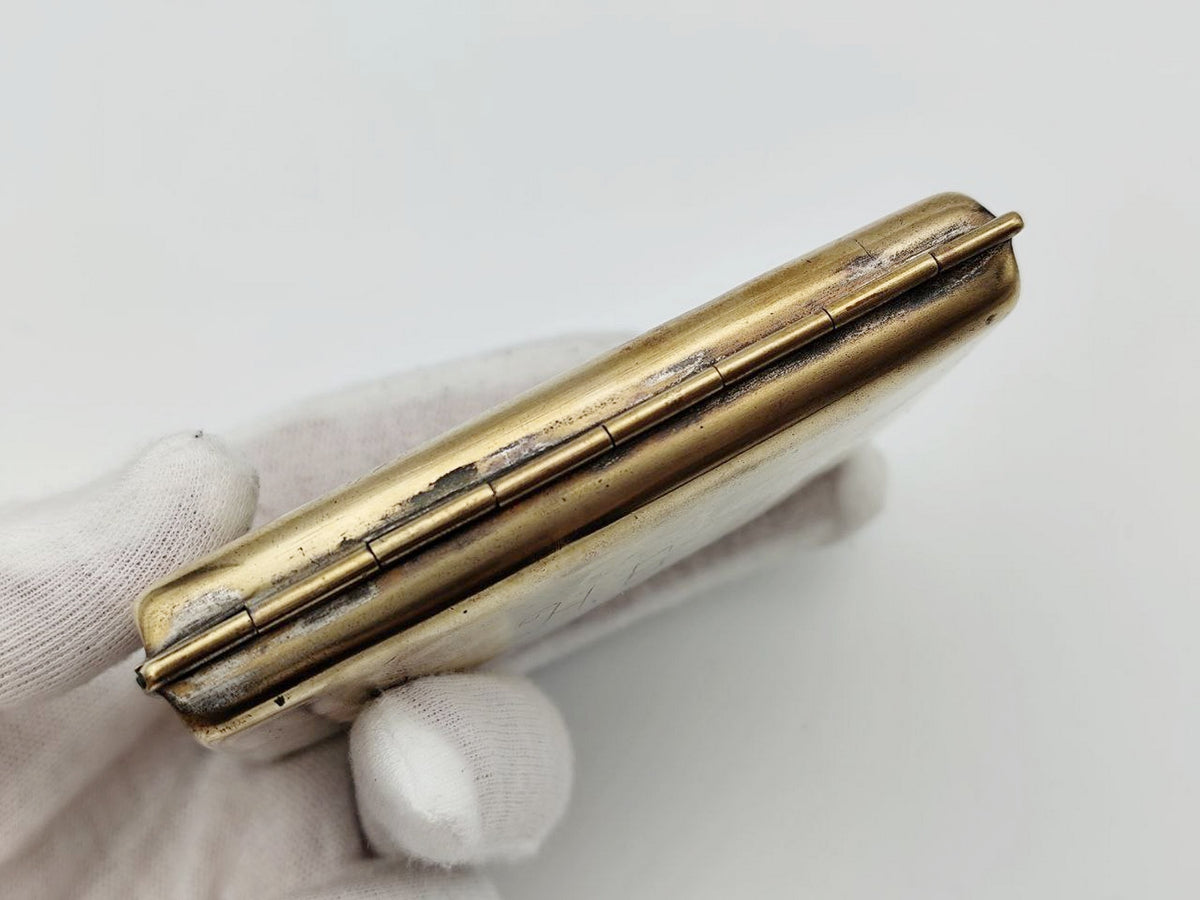 Cigarette Case Bogatyr Ilya Muromets Vintage Soviet | Personalized Initials Brass Tobacciana USSR