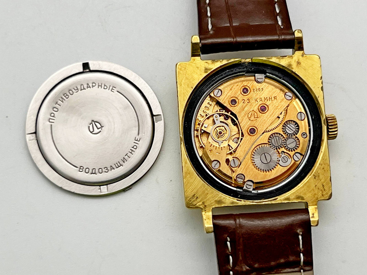 Vintage LUCH 2209 AU 20 Square Soviet Mechanical Watch | Gilding  Wristwatch USSR Watch