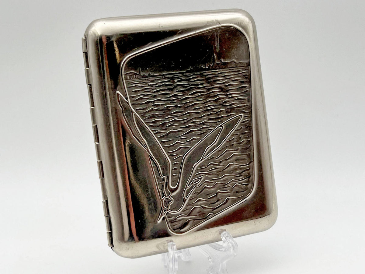 Vintage Seagull Flying Over Sea Cigarette Case | Lenemalier Pocket Box Soviet Tobacciana USSR