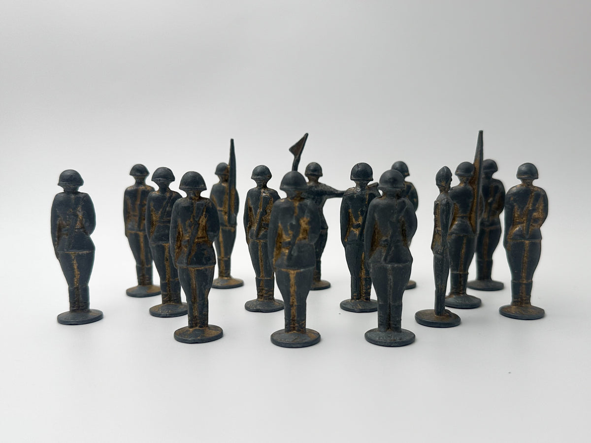Vintage Soviet Metal Toy Soldiers "Stolbiki" Parade Lot | USSR Cast Figures Set of 15
