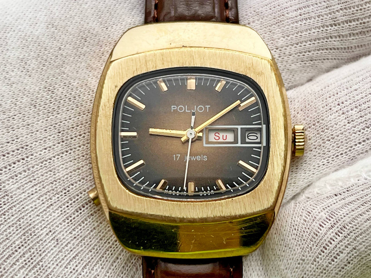Vintage Poljot 2628.H AU 10 Soviet Mechanical Watch | Gilding  Wristwatch USSR Watch