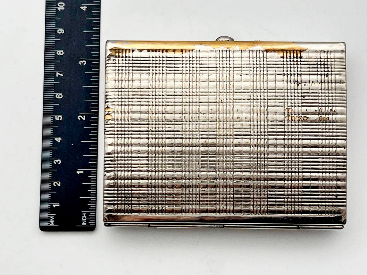 Vintage Tartan Plaid Guilloche Soviet Cigarette Case | Rare Artel Zarya Odessa USSR Metal Tobacciana