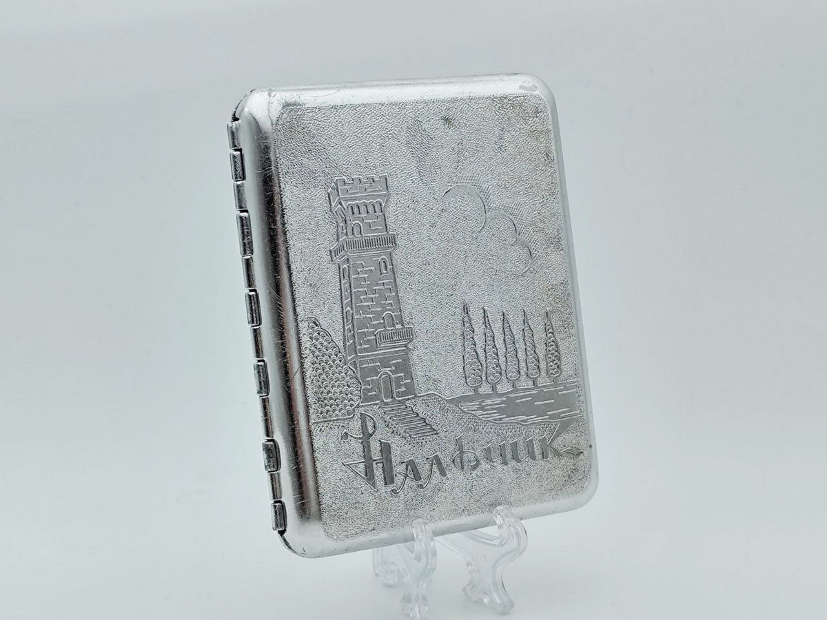 Vintage Nalchik Observation Tower Cigarette Case | Caucasus Soviet Landmark Pocket Box Tobacciana USSR