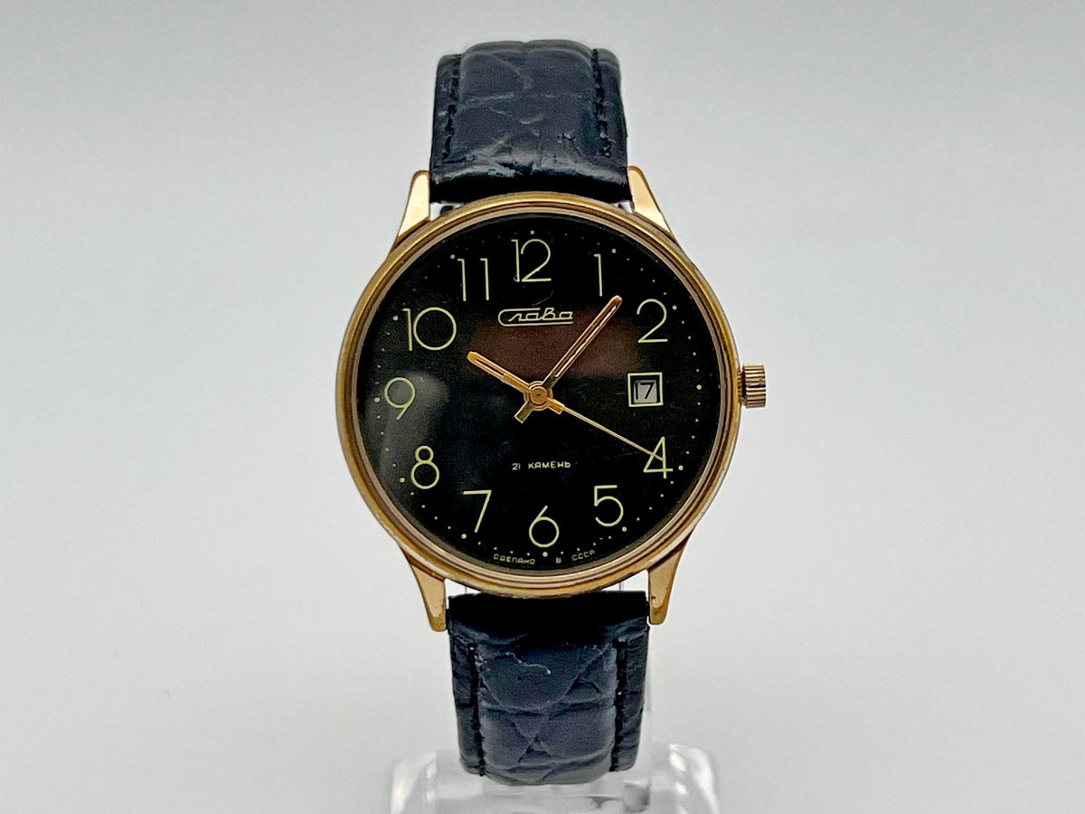 Vintage SLAVA 2414 AU Soviet Mechanical Watch | Gilding  Wristwatch USSR Watch