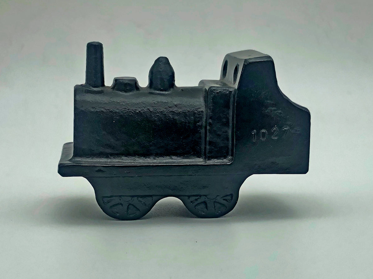 Vintage Cast Iron Black Steam Locomotive Train Paperweight Toy Model | Antique "1027" Miniature Engine