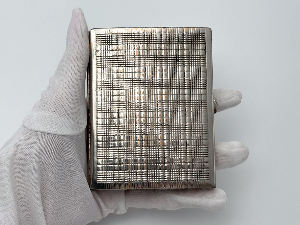 Vintage Art Deco Plaid Grid Cigarette Case | Odessa Sanitas Artel Pocket Box Soviet Tobacciana USSR